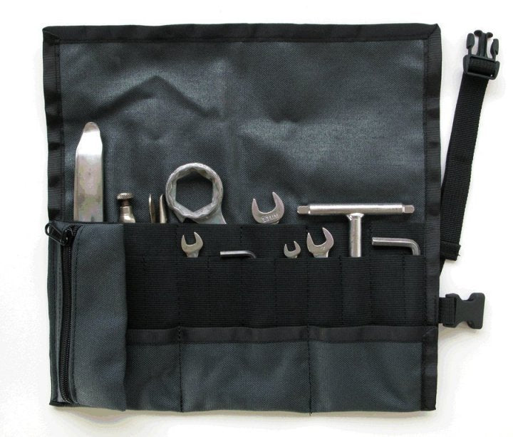 Dirt Bike Tool Wrap with various tools on a white background