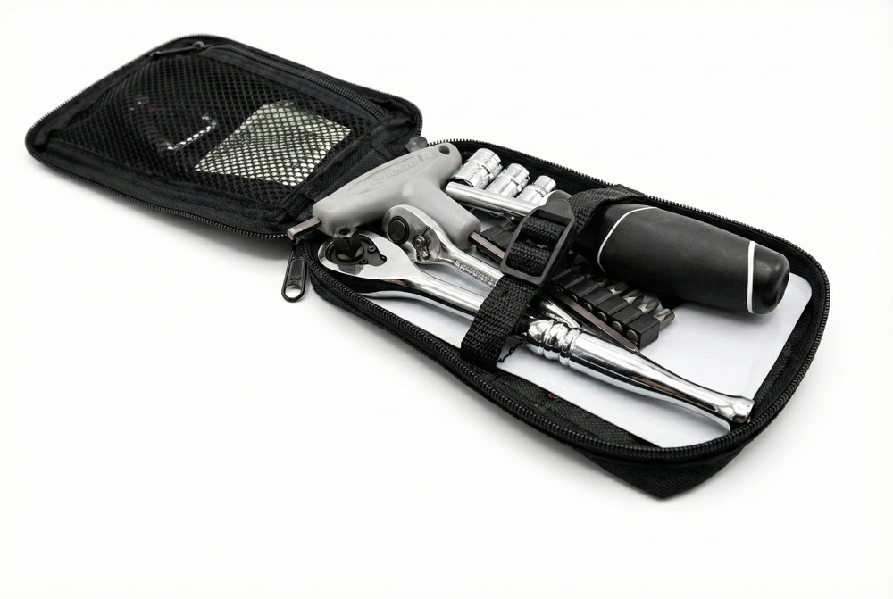 Fast Boy Rear Fender Bag opened to show storage on a white background